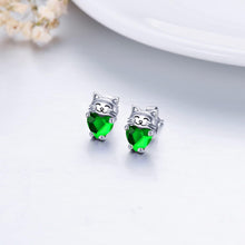 Load image into Gallery viewer, 925 Sterling Silver Cat Earrings Cute Animal Kitten Stud Earrings Cat Jewelry Gifts for Women Girls Hypoallergenic Earrings for Sensitive Ears
