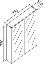 Load image into Gallery viewer, Pencil Edge Wall Hung Bathroom Toilet Shower Mirror Cabinet, Shaving Cabinet, Makeup Mirror, Vanity Mirror, Storage Wall Mirror 750 X 720 X 150Mm
