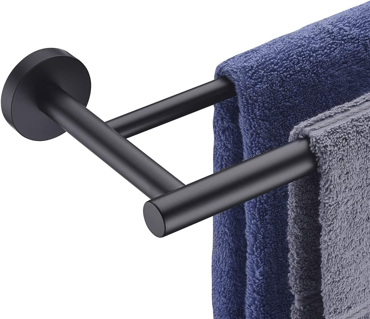 Double Bath Towel Bar, 36-Inch Matte Black Stainless Steel Hand Towel Rack for Bathroom, A102L90-BK