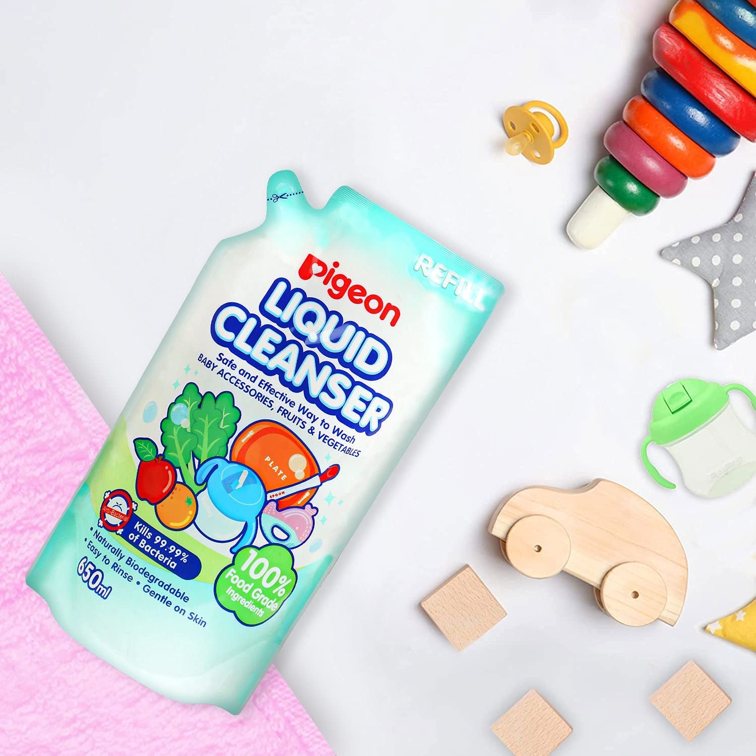 Biodegradable Liquid Cleanser to Wash Baby Bottles, Teats, Accessories, Fruits & Vegetables, 650Ml Refill