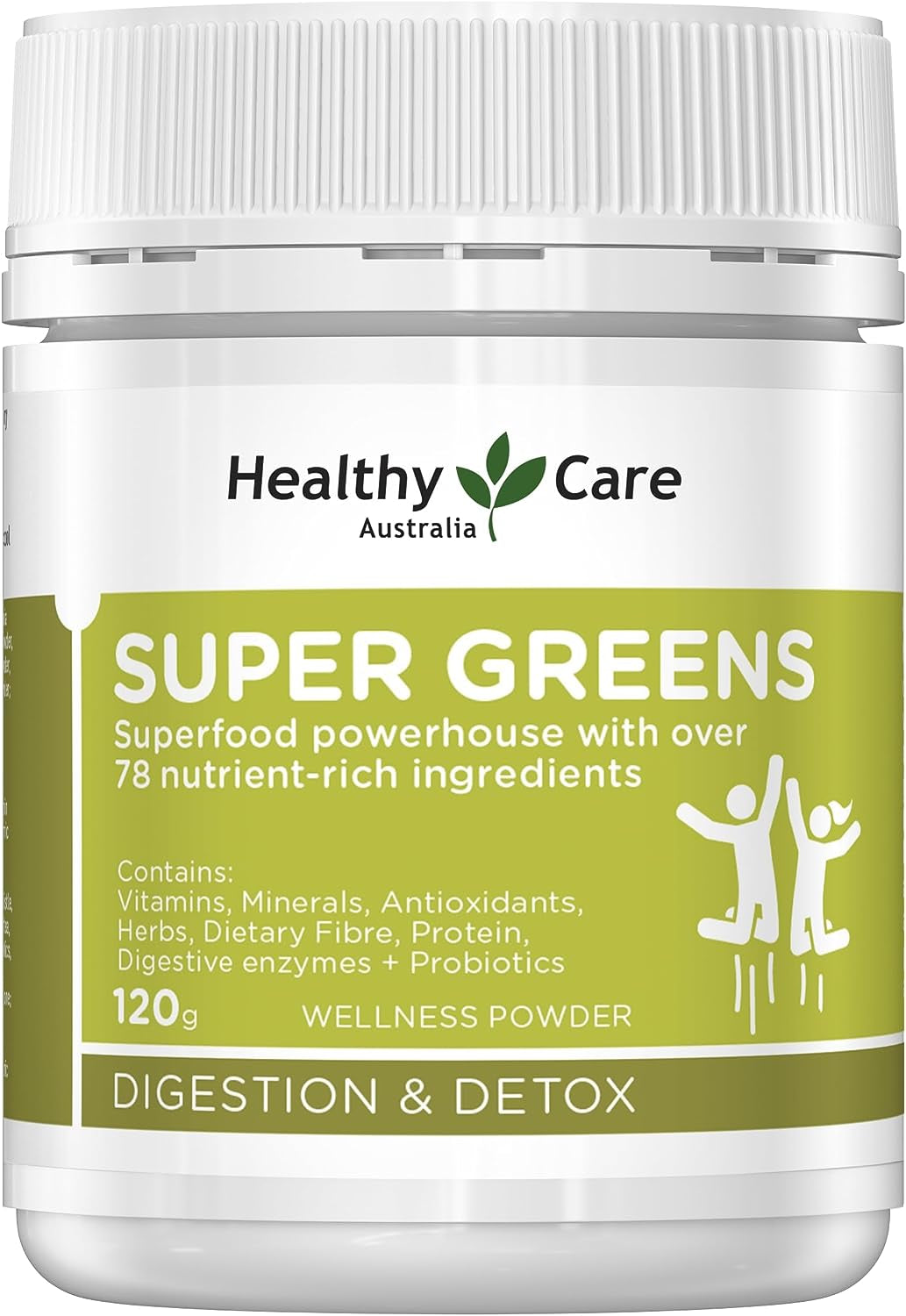 Super Greens Powder - 120G | Contains Vitamins, Minerals, Antioxidants, Herbs, Dietary Fibre, Protein, Digestive Enzymes + Probiotics