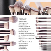 Load image into Gallery viewer, Makeup Brushes Premium Synthetic Foundation Powder Concealers Eye Shadows Silver Black Makeup Brush Sets(18 Pcs)
