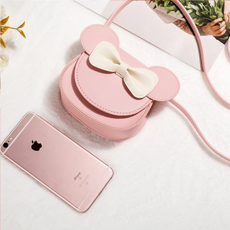 Little Girl Cute Little Mouse Ear Bow Kids Crossbody Purse，Pu Shoulder Handbag for Kids Girls Toddlers