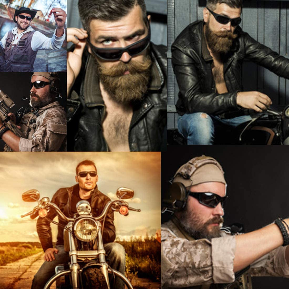 Super Dark Lens Black Sunglasses | Biker Style Rider | Wrap around Frame