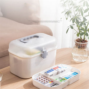 Medicine Organizer Box First Aid Health Emergency Storage Box Large Capacity Medicine Storage Bins with Lid (L)