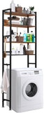 4 Tier Bathroom Shelf Rack over Toilet Washing Machine Laundry Towel Organiser Shelves Space Saver Freestanding Unit Storage Industrial Style 60X24X175Cm