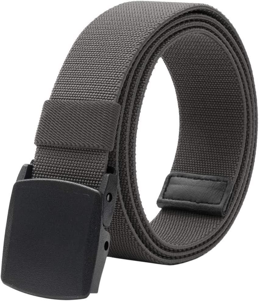Elastic Belt for Men, Stretch Canvas Belt with YKK Plastic Buckle, Breathable Waist Belt for Work Outdoor Cycling Hiking, Adjustable for Pants Size below 46Inches[53"Long1.5"Wide]