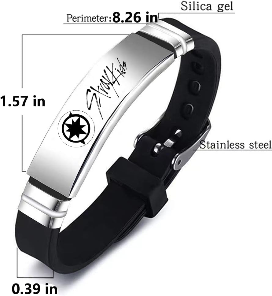 HAUTZADO Antaquyan 2 Pack Kpop Stray Kids Merch Bracelets, Stray Kids Charm Silicone Bracelets Jewelry for Gifts White