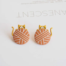Load image into Gallery viewer, Cute Cat Earrings Orange Kitten Stud Earring Teen Girls Cat Lovers Birthday Christmas Gift
