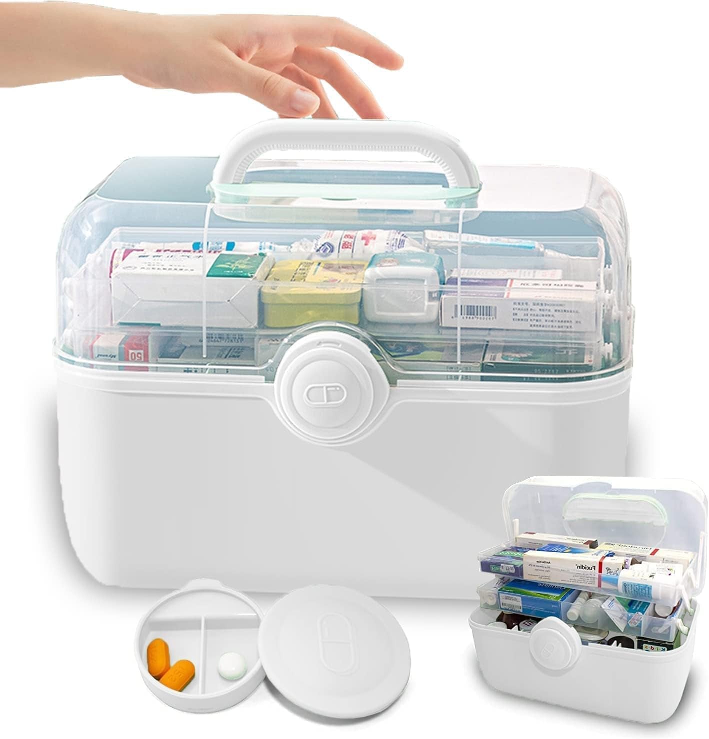 Medicine Storage Box and Plastic Storage Box, Multipurpose Organizer and Storage Case for Art Craft and Cosmetic,Hobby Accessories, Bathroom Cosmetics, and Toiletries