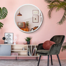 Load image into Gallery viewer, round Mirror Cabinet Bathroom Medicine Vanity Wall Mirrored Cupboard with Storage Sliding Door White 60Cm Diameter
