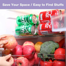 Load image into Gallery viewer, [2 Pack] Refrigerator Organizer Bins Can Dispenser Storage Holder, Soda Beverage Canned Food Container Bin Clear Plastic Pantry Storage Rack for Fridge Pantry Kitchen Countertops Cabinets
