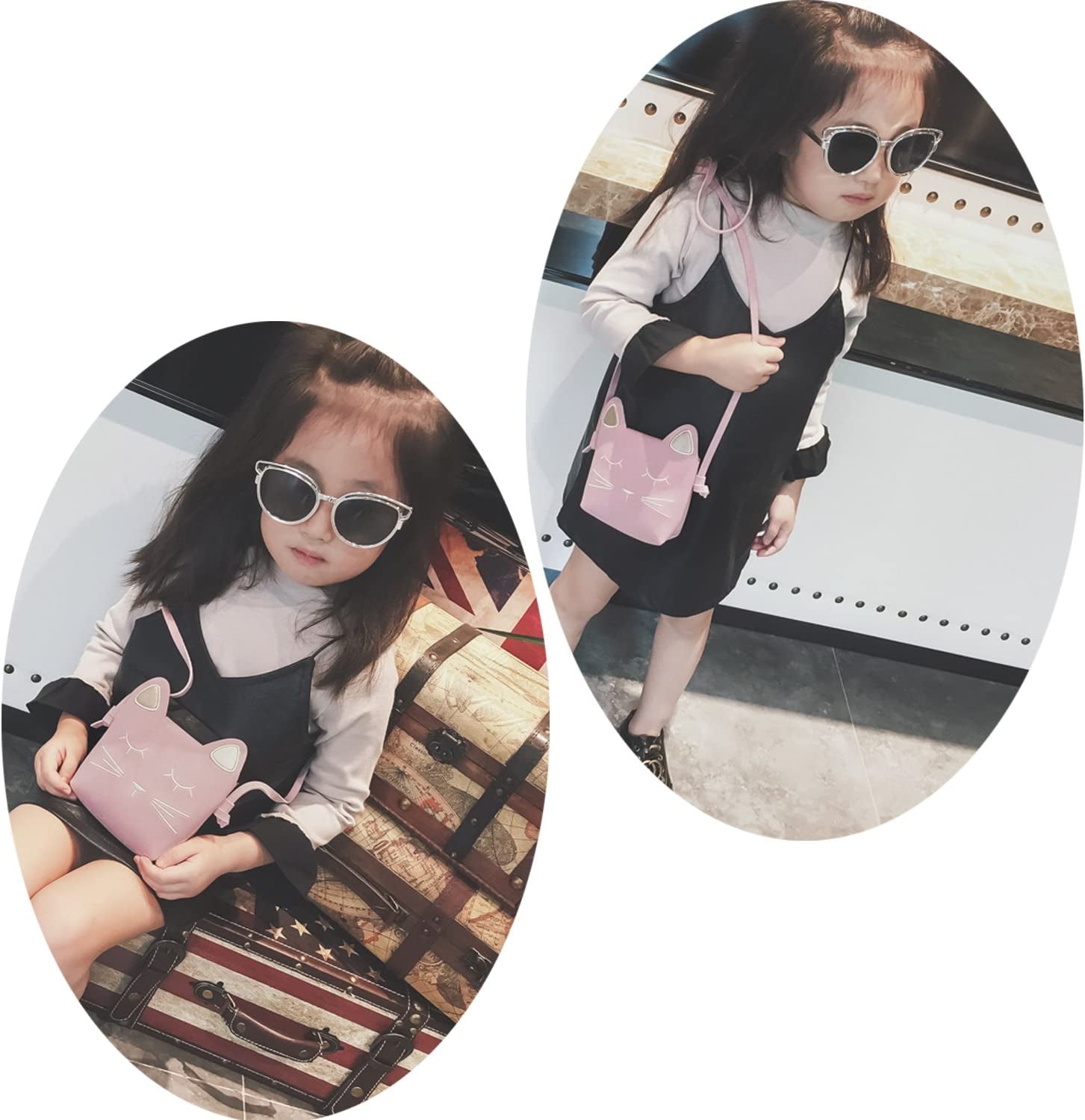 Little Girls Purses Pink Cute Cat Shoulder Crossbody Bag for Kids,Toddler,Girls, Pink