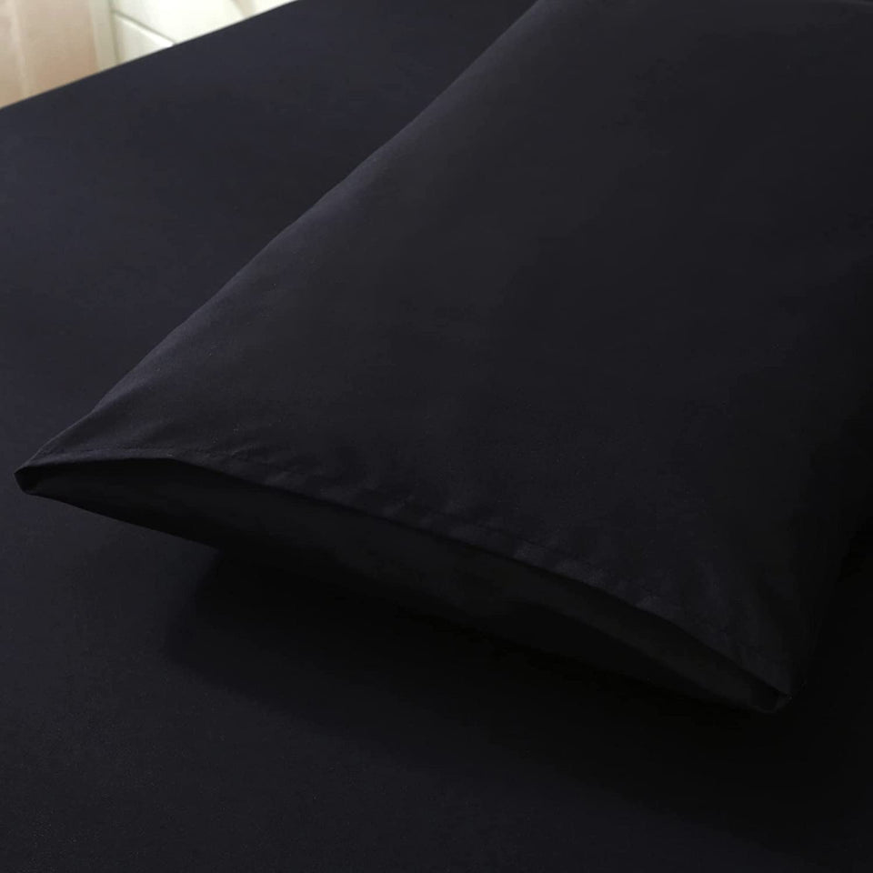 Justlinen- 4 Piece Queen Bed Sheet Set- 1200TC Ultra-Soft Microfibre Bed Sheets - Breathable Bedding - Wrinkle, Fade, Stain Resistant - Deep Pocket (Black, Queen)