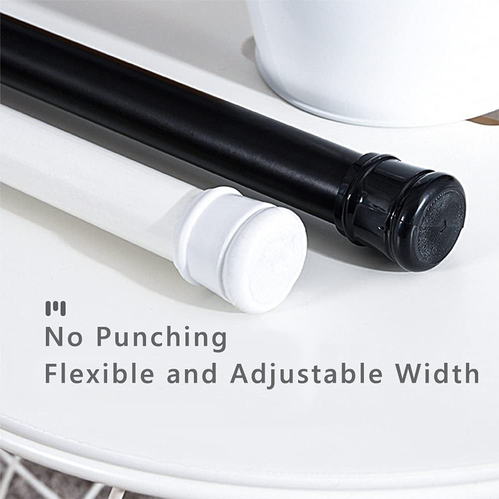 Shower Curtain Rod Stainless Steel Rod Spring Tension and Rust Prevention Non-Slip, Suitable for Bathroom Windows Curtain Doorway Closet Kitchen, Black