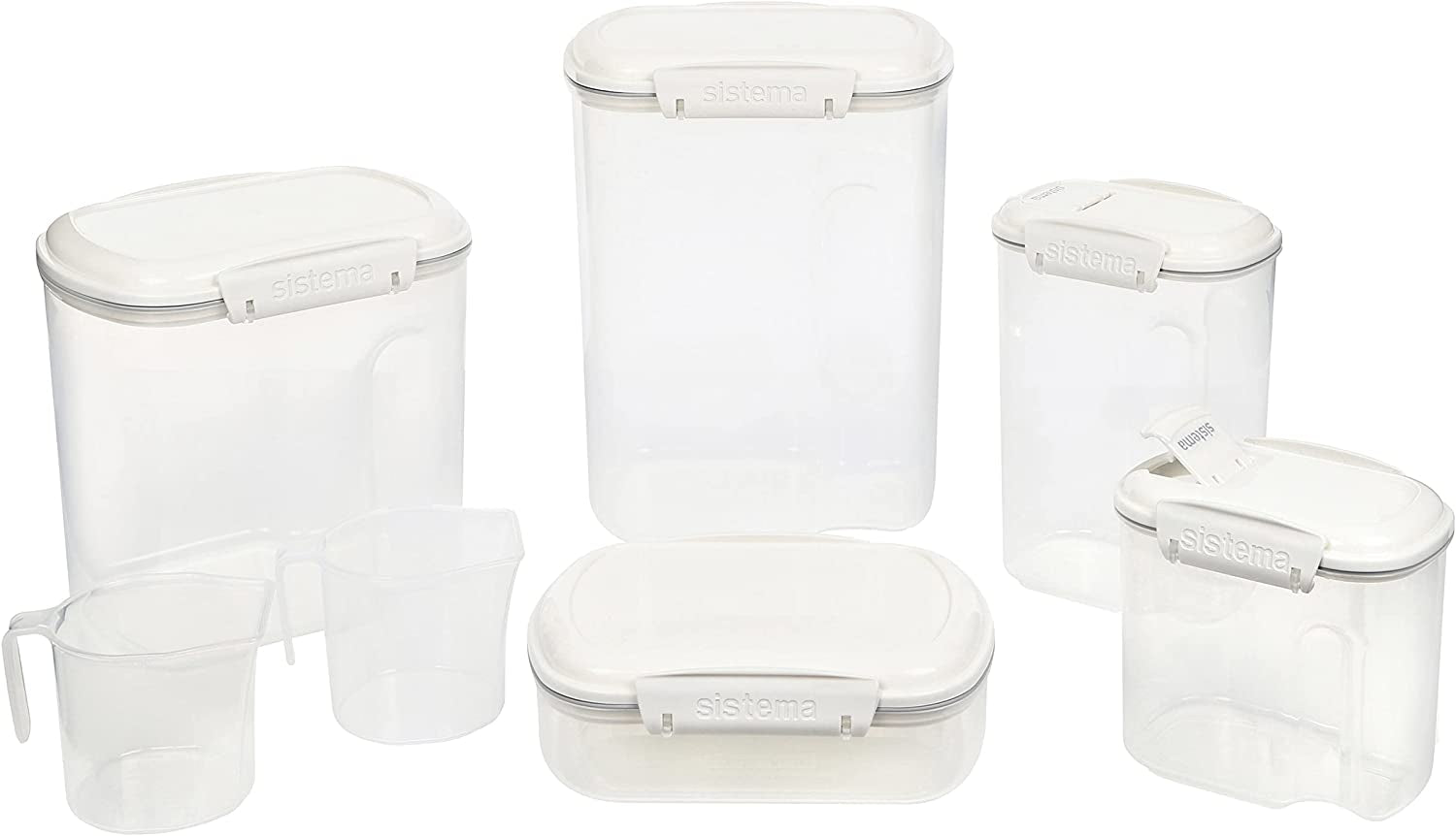 82004 Bake It Pantry Set 5 Food Storage Containers with Lids 2 Cups for Baking Bpa-Free for Cereal, Flour, Pasta and More
