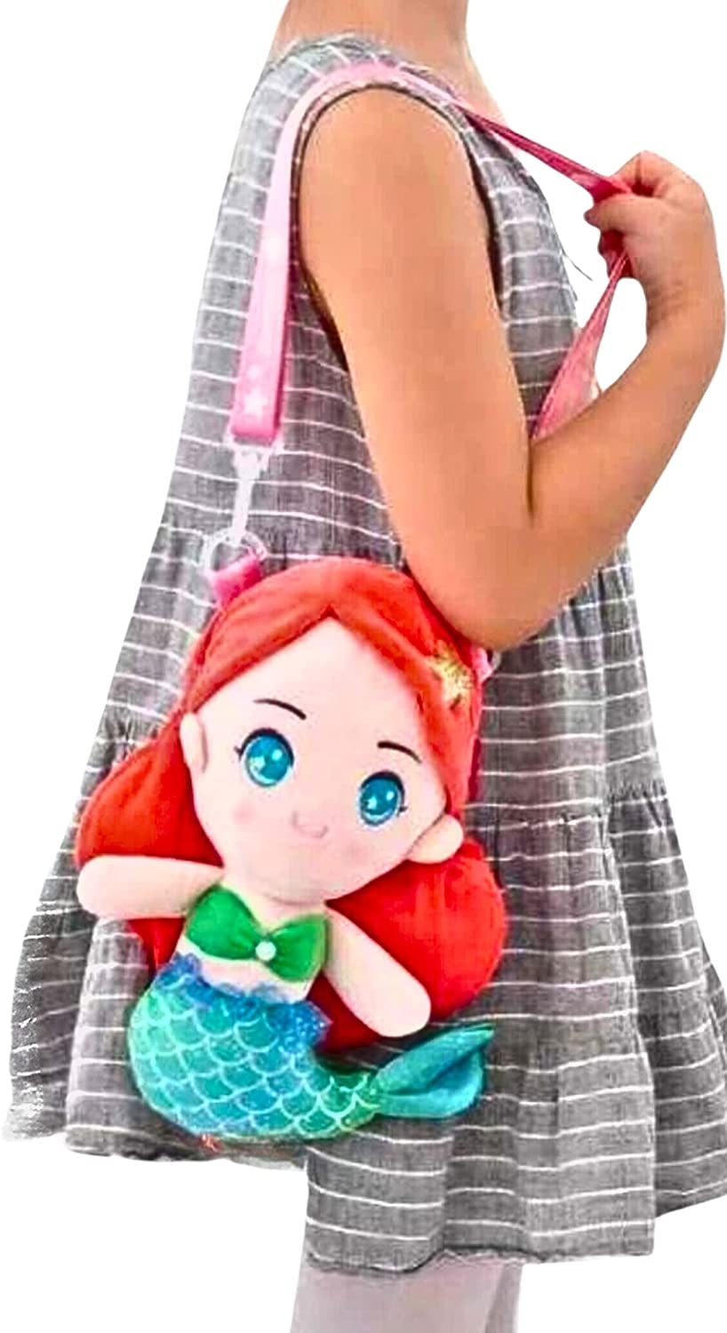 Mermaid Little Girls Small Backpack Girls Handbag Girls Crossbody, Ages 3+ (Red)