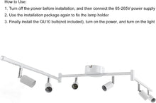 Load image into Gallery viewer, 6 Way Ceiling Spotlight GU10 Base Socket, Track Lighting Kit Rotatable Lamp Head, Can Be Tilted 90°, Adjustable Lighting Angle, for Showrooms, Exhibition Halls, Museums, Cafes, Restaurants(White)

