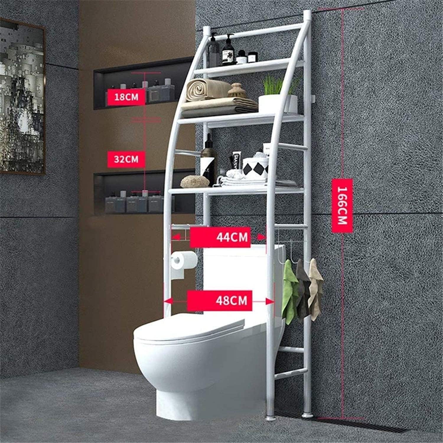 Bathroom Shelf,Unit Organizer over the Toilet Storage Shelves Organizer,3-Tier Space Saver over Toilet Rack,48 X 25 X 166Cm