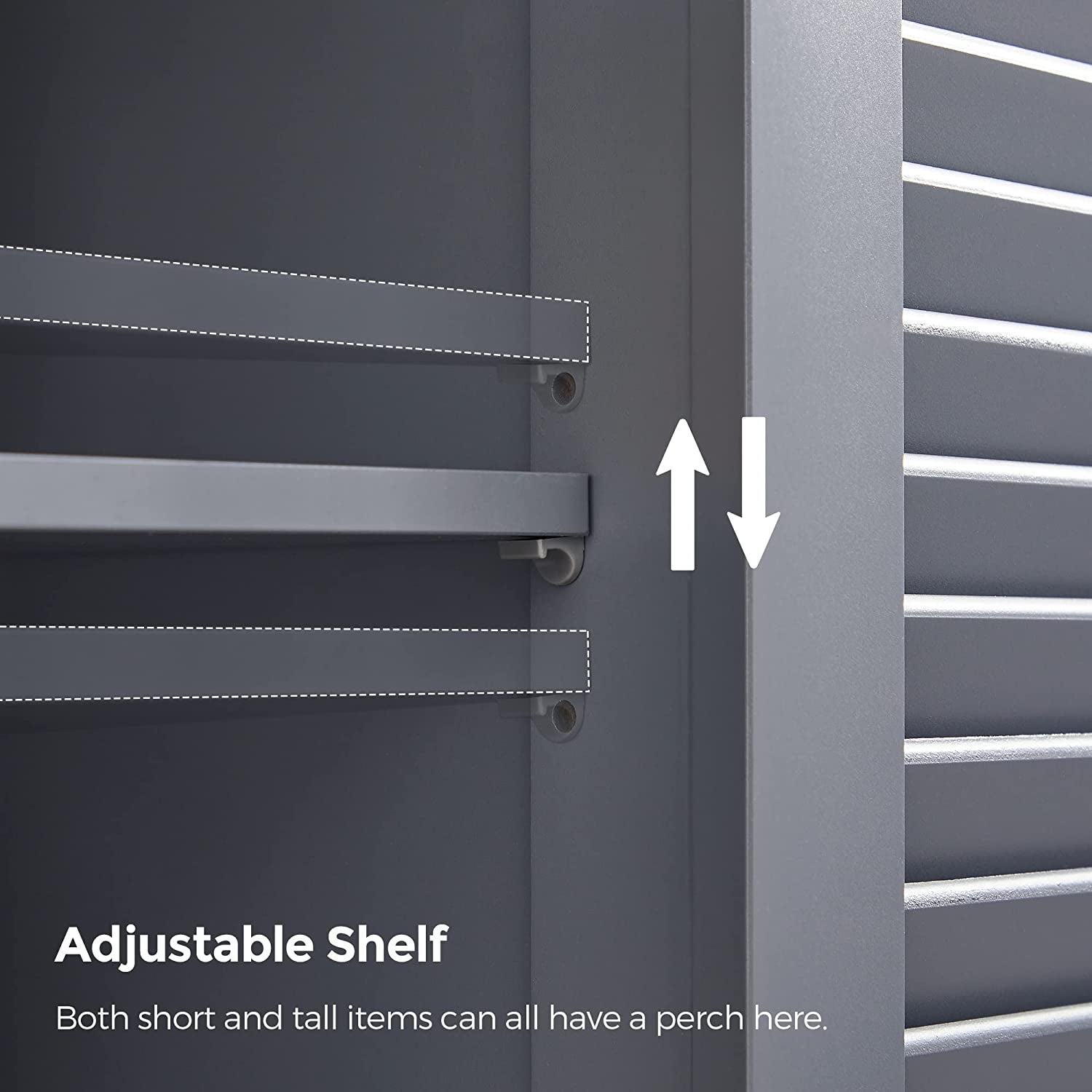 Bathroom Storage Floor Cabinet, Free Standing with Double Shutter Doors and Adjustable Shelf, Gray BBC040G01