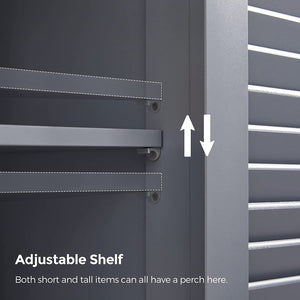 Bathroom Storage Floor Cabinet, Free Standing with Double Shutter Doors and Adjustable Shelf, Gray BBC040G01