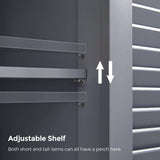 Bathroom Storage Floor Cabinet, Free Standing with Double Shutter Doors and Adjustable Shelf, Gray BBC040G01