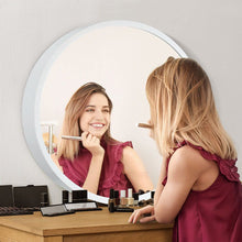 Load image into Gallery viewer, round Mirror Cabinet Bathroom Medicine Vanity Wall Mirrored Cupboard with Storage Sliding Door White 60Cm Diameter
