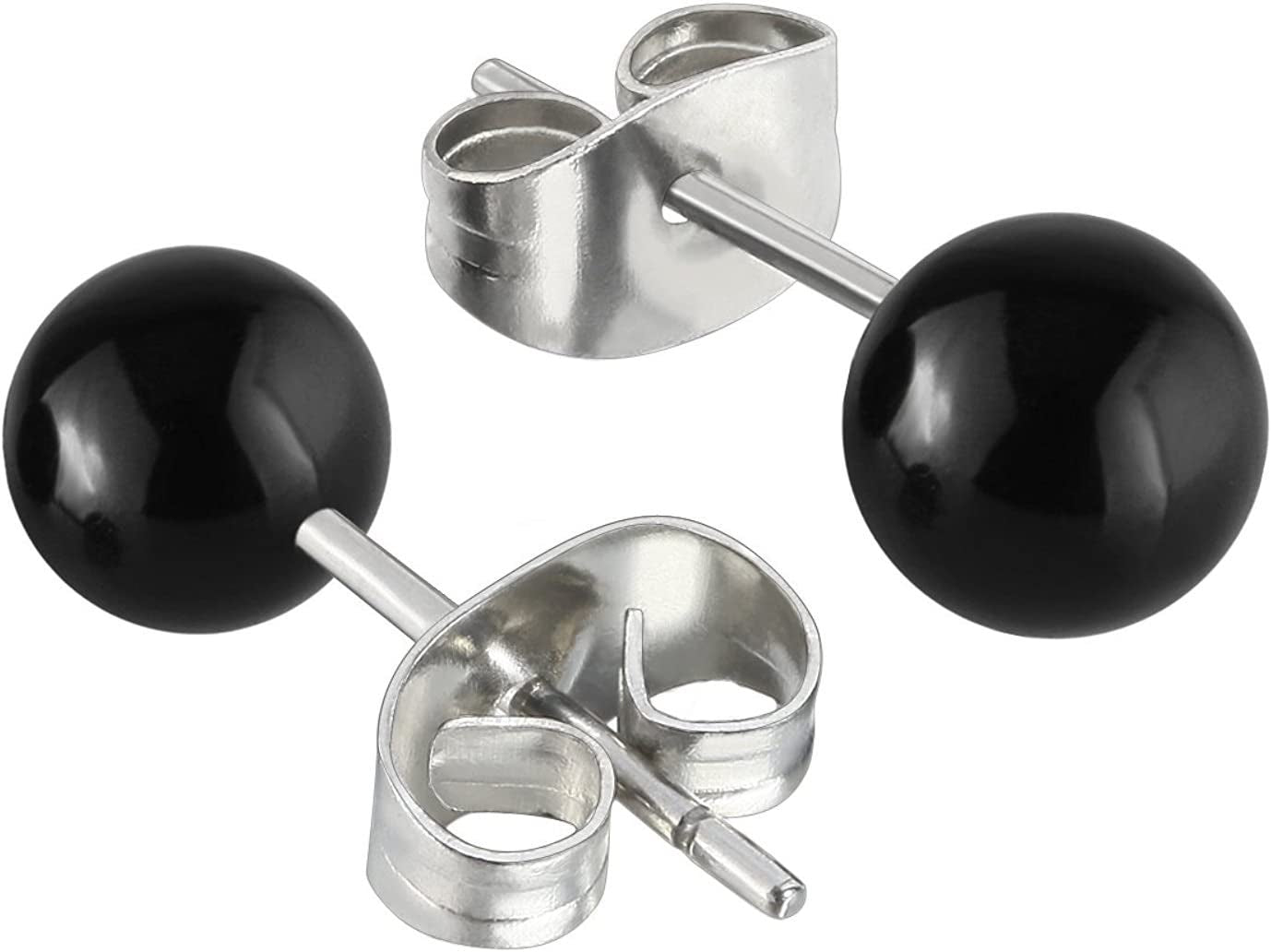 5 Pairs Assorted Sizes Wholesale Lot Shiny Imitation Pearl round Ball Stud Earrings,Stainless Steel Earrings Pin, Hypoallergenic