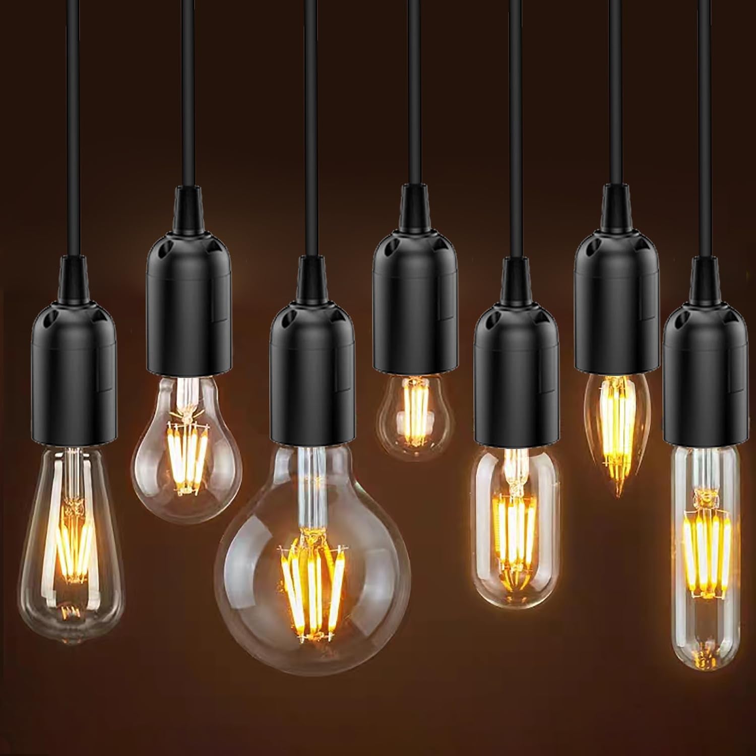 1.8M Hanging Lamp Cord AU Plug in Pendant Light Cord, E27 E26 Base Socket Dimmer Switch DIY Pendant Lamp Kit for Cafe, Bar, Restaurant, Office, Farmhouse Home, Kitchen, Bedroom(Bulb Not Included) (Black 2 Pack)