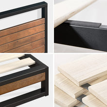 Load image into Gallery viewer, Ironline Industrial Queen Bed Frame Base, Metal Pine Heavy Solid Wood Suzanne Mattress Platform Base Support, Bedroom Furniture, 5 Yr Warranty, Easy Assembly
