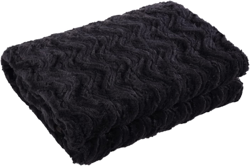 Luxurious Faux Fur 500GSM Electric Heated Coral Fleece Throw Rug Snuggle Blanket Reversible Adjustable 9 Heat Settings with LED Display Detachable Controller - 160X120Cm (Charcoal)