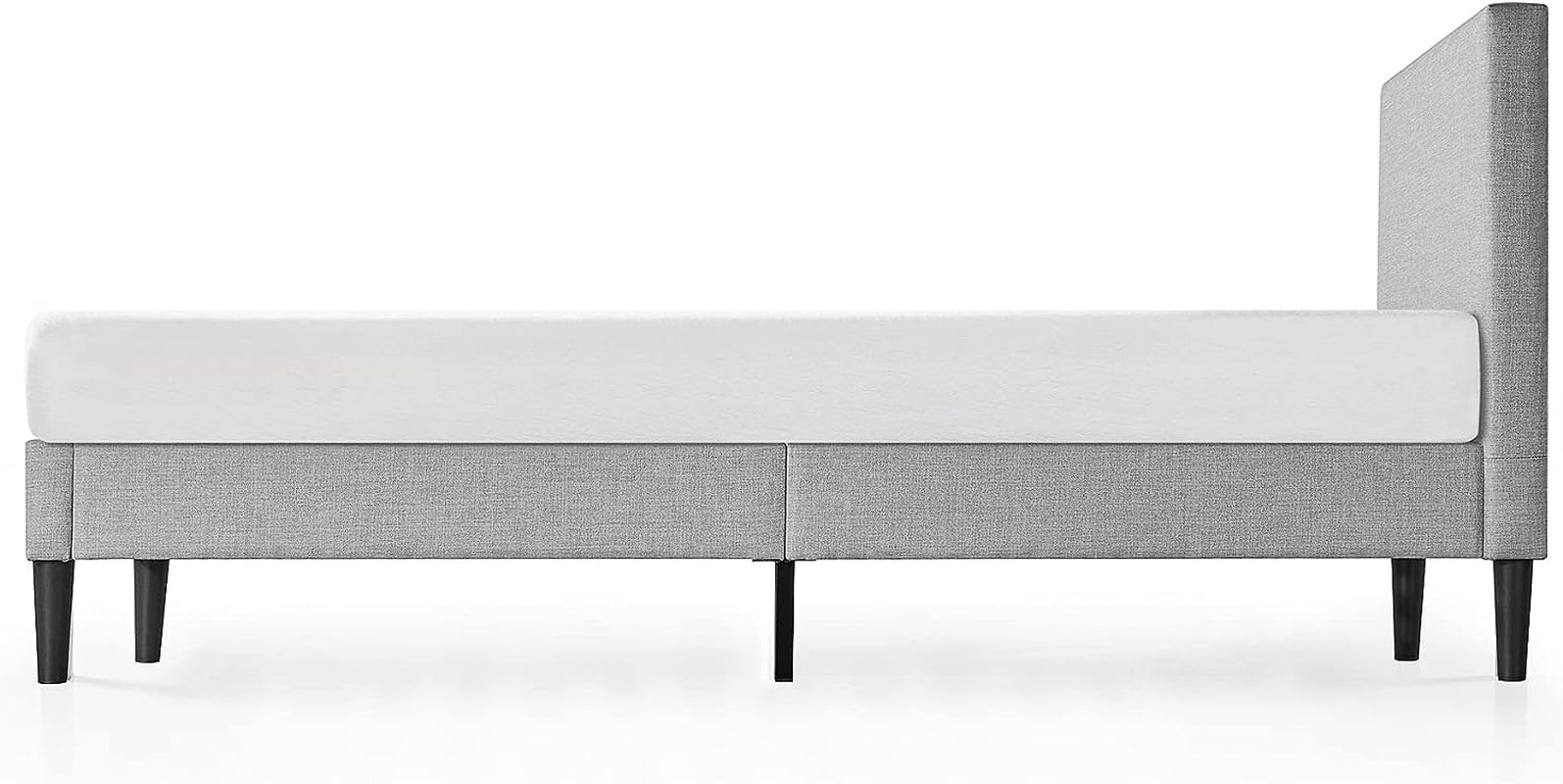 Queen Bed Frame Fabric Upholstered Platform Bed Base, Light Grey