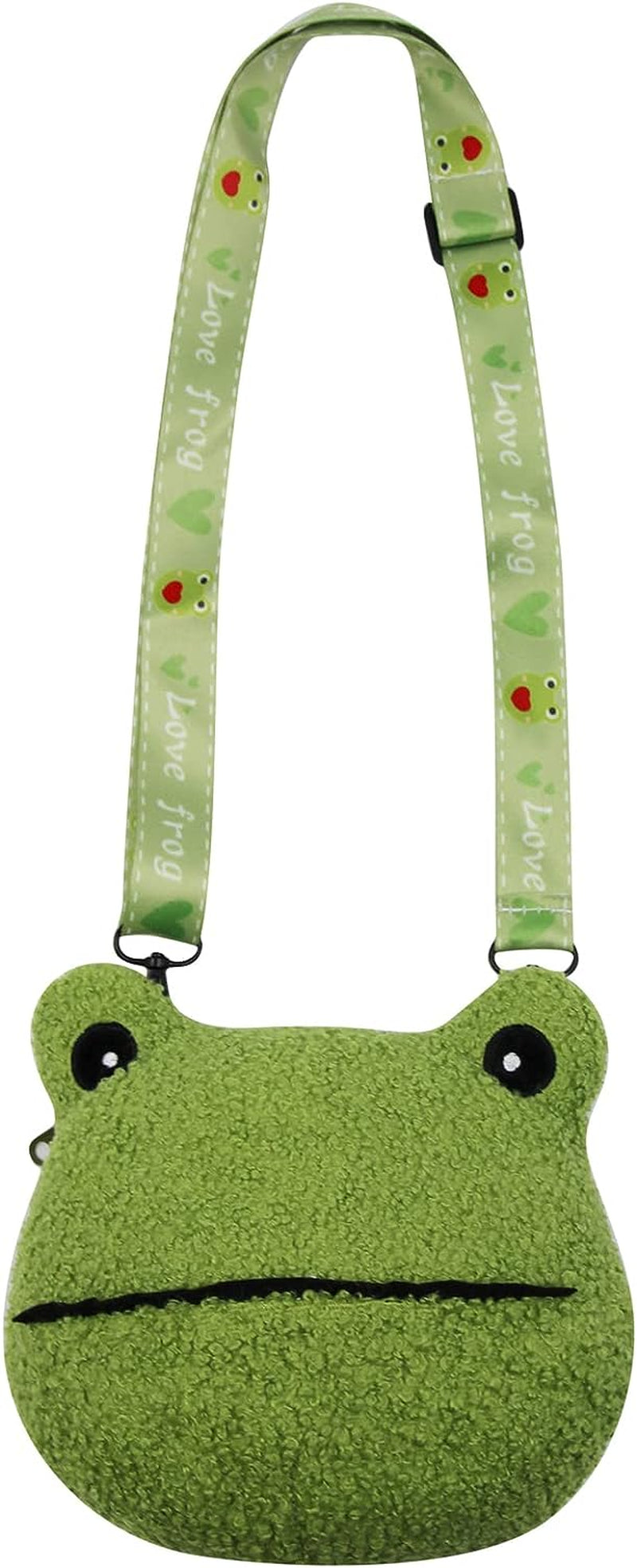Cute Frog Crossbody Shoulder Bag Coin Purse Plush Mini Cartoon Satchel Handbags for Kids Girls Boys Women, C Green, One Size, Unique,Crossbody