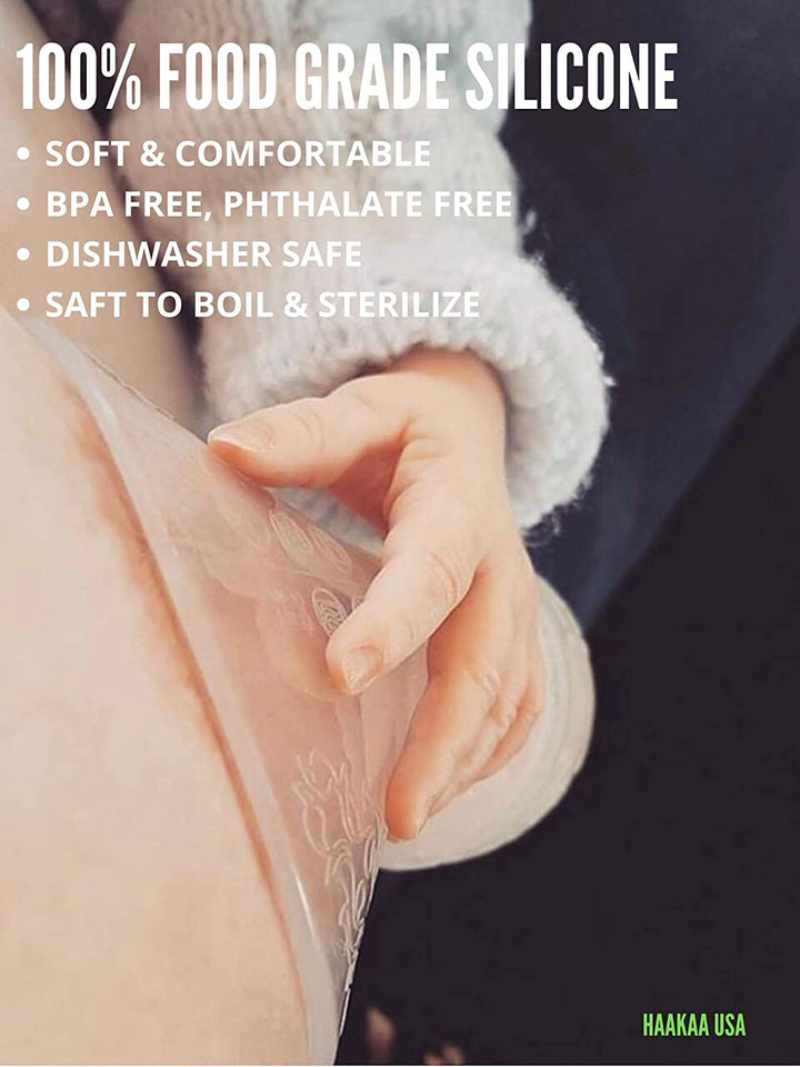 Silicone Breastfeeding Manual Breast Pump Milk Pump 100% Food Grade Silicone BPA PVC and Phthalate Free, Clear