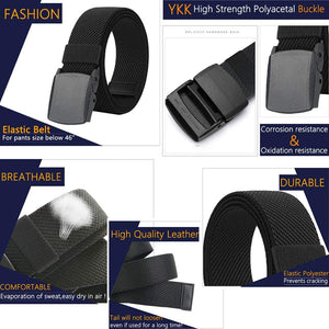 Belts for Men,Elastic Stretch Belt with YKK Plastic Buckle, Breathable Canvas Waist Belt for Work Outdoor Cycling Hiking, Adjustable for Pants Size below 46Inches[53"Long1.5"Wide]