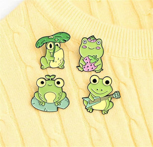 Cute Frog Enamel Brooch Pin Set Cartoon Animal Pins Creative Lapel Pins Frog Enamel Pin Brooch for Backpacks Hats Bags