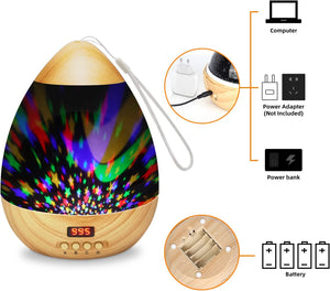 Star Projector Night Light, Wood Grain LED Bedroom Light Projector with 5-995 Minutes Timer Auto-Shut Off, Colorful Star Rotating Lamp for Baby Kids by  (Wood Grain)