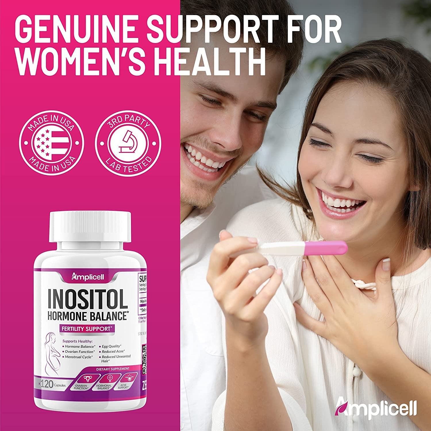 Hormone Balance for Women, Fertility Support Inositol Capsules, Potent Formula of 2000Mg Myo-Inositol, 120 Capsules