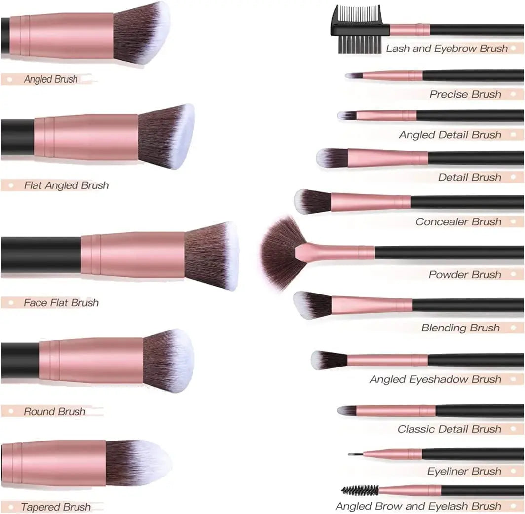 Makeup Brush Set, 16 Makeup Brushes & 4 Blender Sponges & 1 Brush Cleaner Premium Synthetic Foundation Powder Kabuki Blush Concealer Eye Shadow Makeup Brush Kit, Black Golden