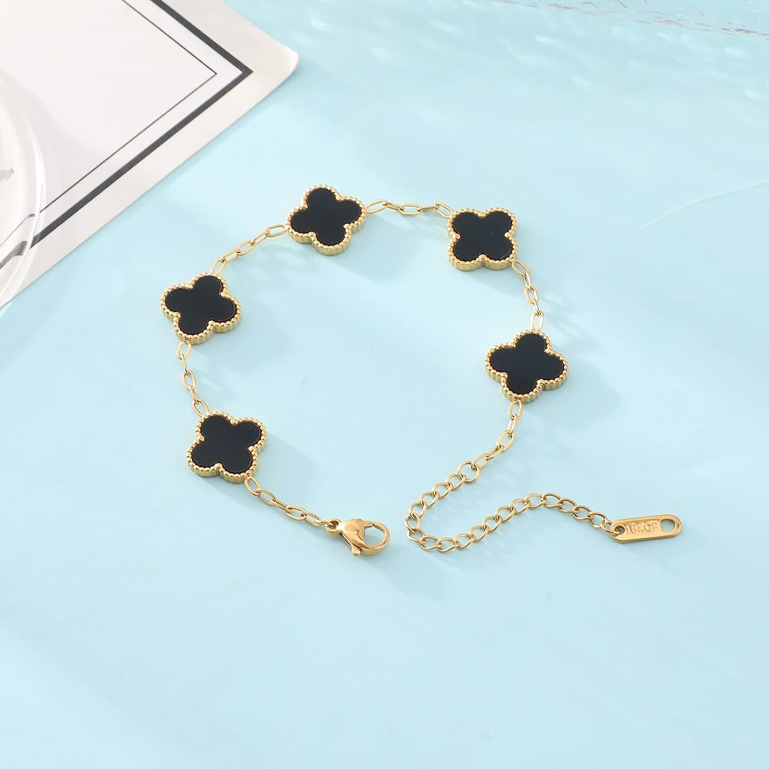Fashion Chain Bracelets for Women Girls,18K Gold Lucky Adjustable Clover Link Bracelets Valentine'S Day Christmas Gift Jewelry