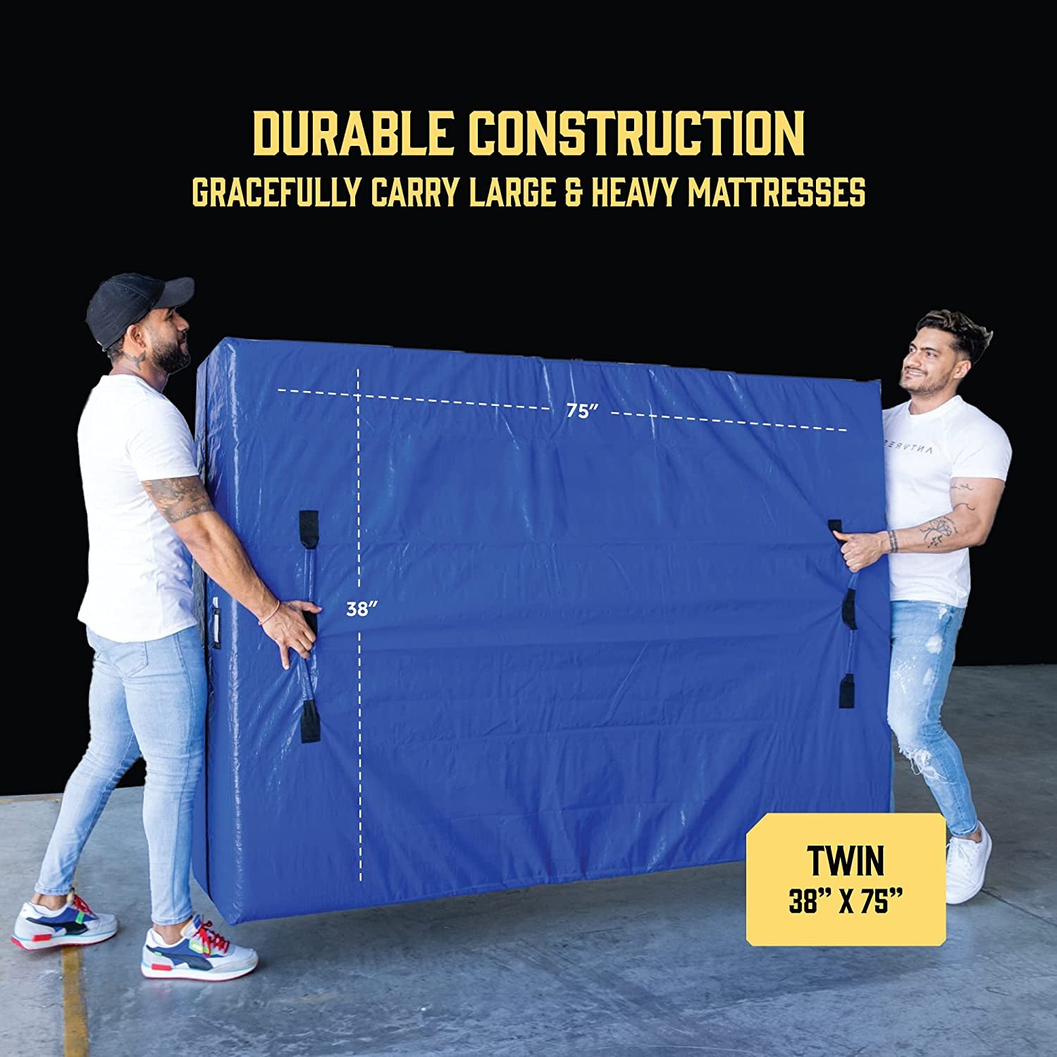 Mattress Bags for Moving with 8 Handles - Twin Size - Extra-Thick Mattress Bag for Moving - Reusable Mattress Storage Bag - Mattress Cover for Moving with Zipper, Moving Mattress Bag Protector