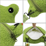 Cute Frog Crossbody Shoulder Bag Coin Purse Plush Mini Cartoon Satchel Handbags for Kids Girls Boys Women, C Green, One Size, Unique,Crossbody