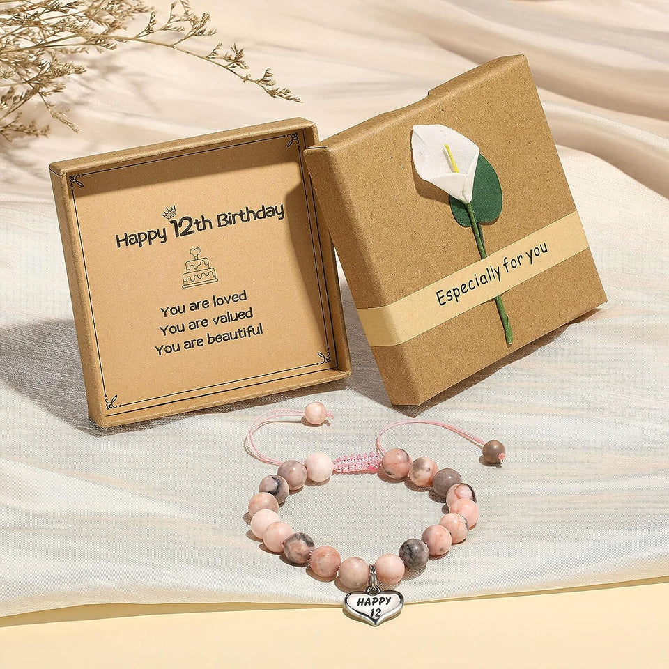 Happy Birthday Gifts for 5-25 Year Old Girls, Birthday Braided Beads Bracelet Gifts for Age 5 to 25 Daughter Granddaughter Niece