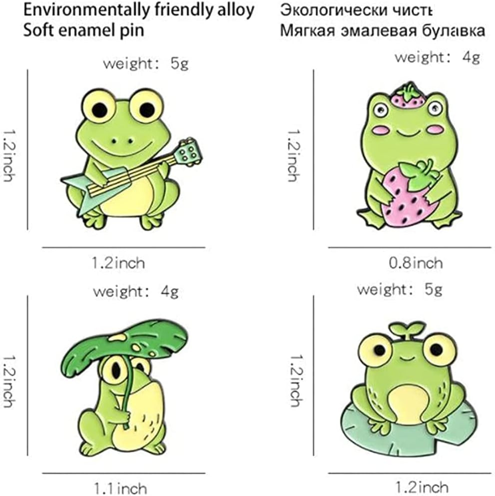 Cute Frog Enamel Brooch Pin Set Cartoon Animal Pins Creative Lapel Pins Frog Enamel Pin Brooch for Backpacks Hats Bags