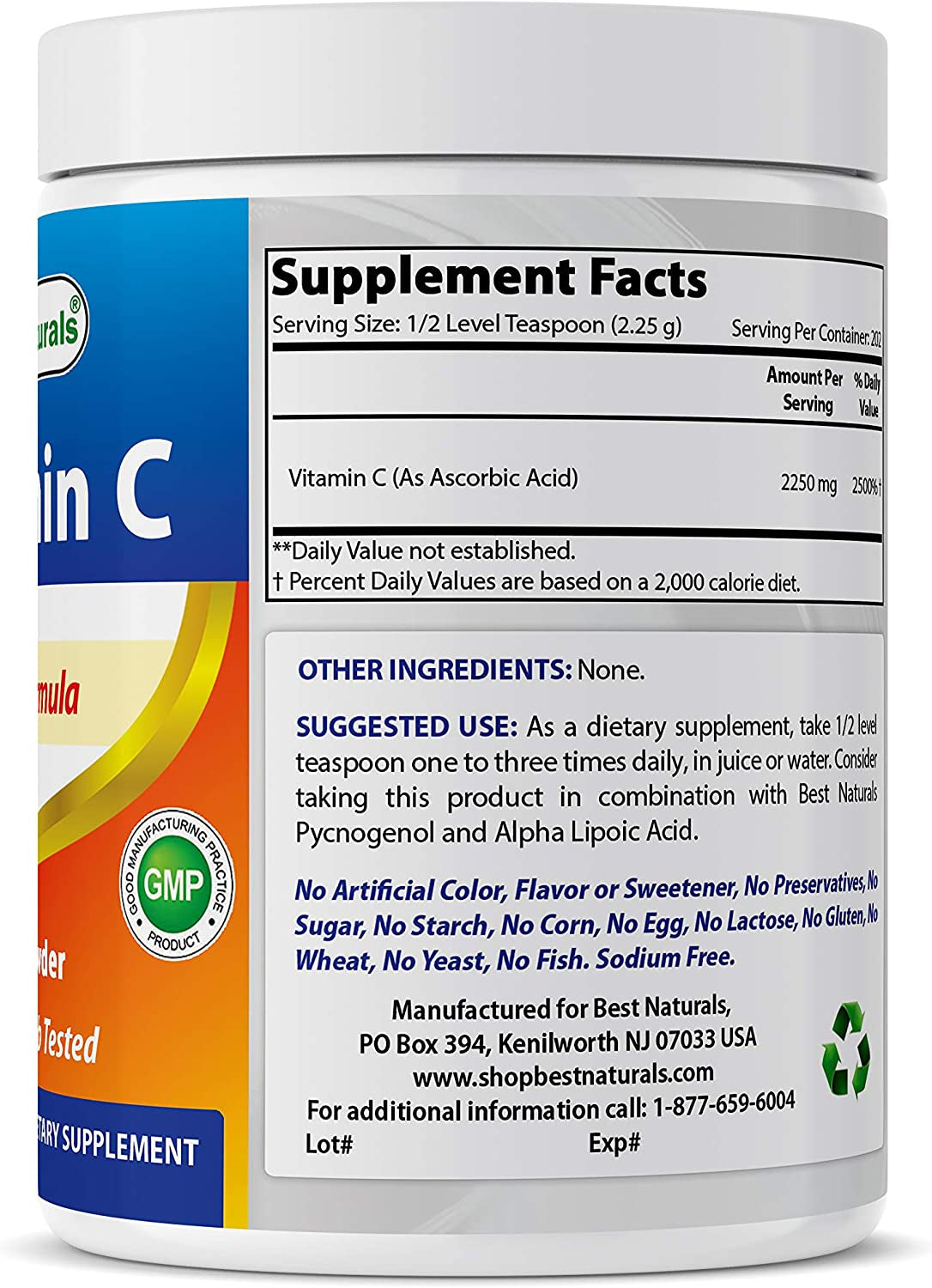 100% Pure Vitamin C Powder 1 Lb (454 Grams) Powder (Also Called Ascorbic Acid)