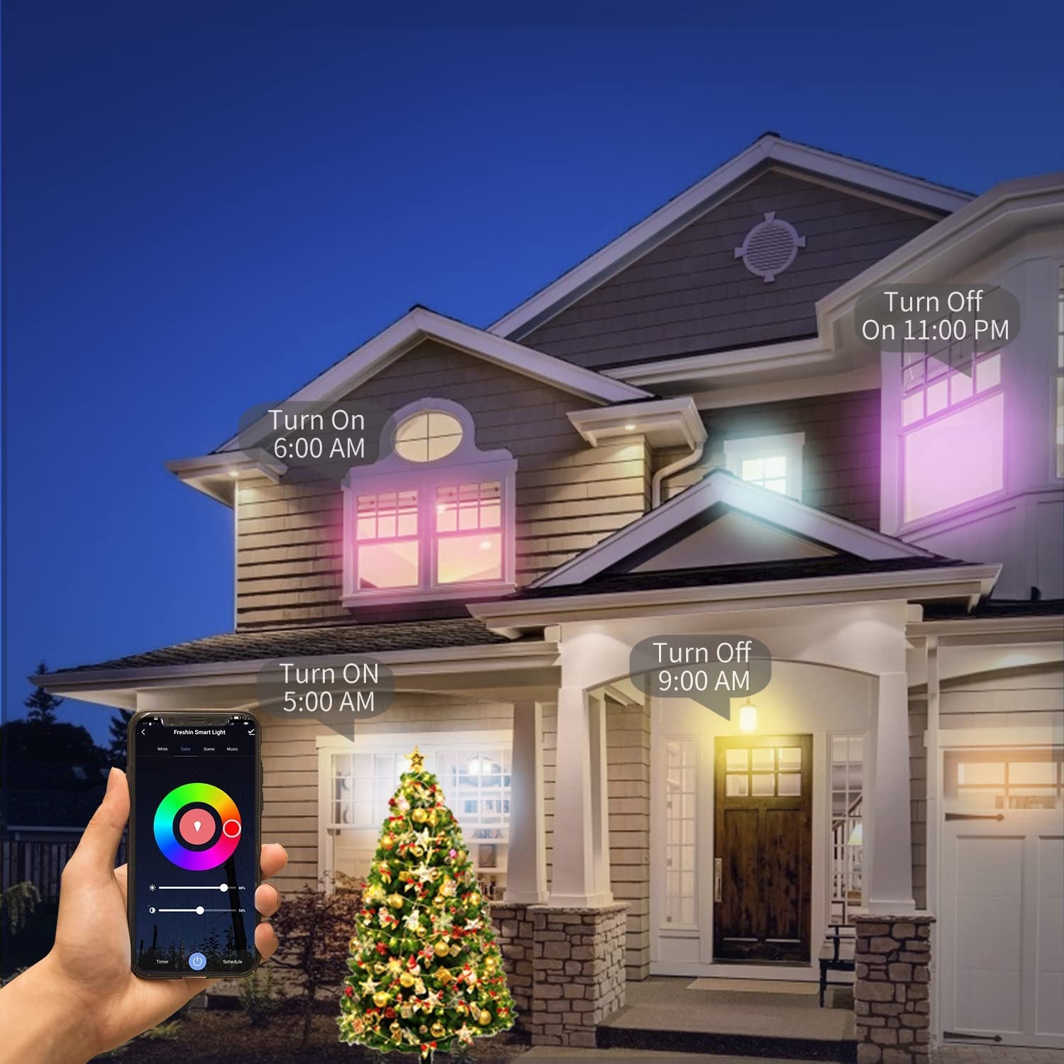 Smart Light Bulbs  E27 A60 9W RGBCW Wifi Light Bulb, Dimmable Led Light, 2.4Ghz Only, Compatible with Alexa ,Google Home No Hub Required (1 Pack)