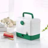 Box Aid Box Family Medication Storage Box Medicine Cabinet Childproof Bottle Organizer Storage Box Container for Travel Home Green Portable Storage First
