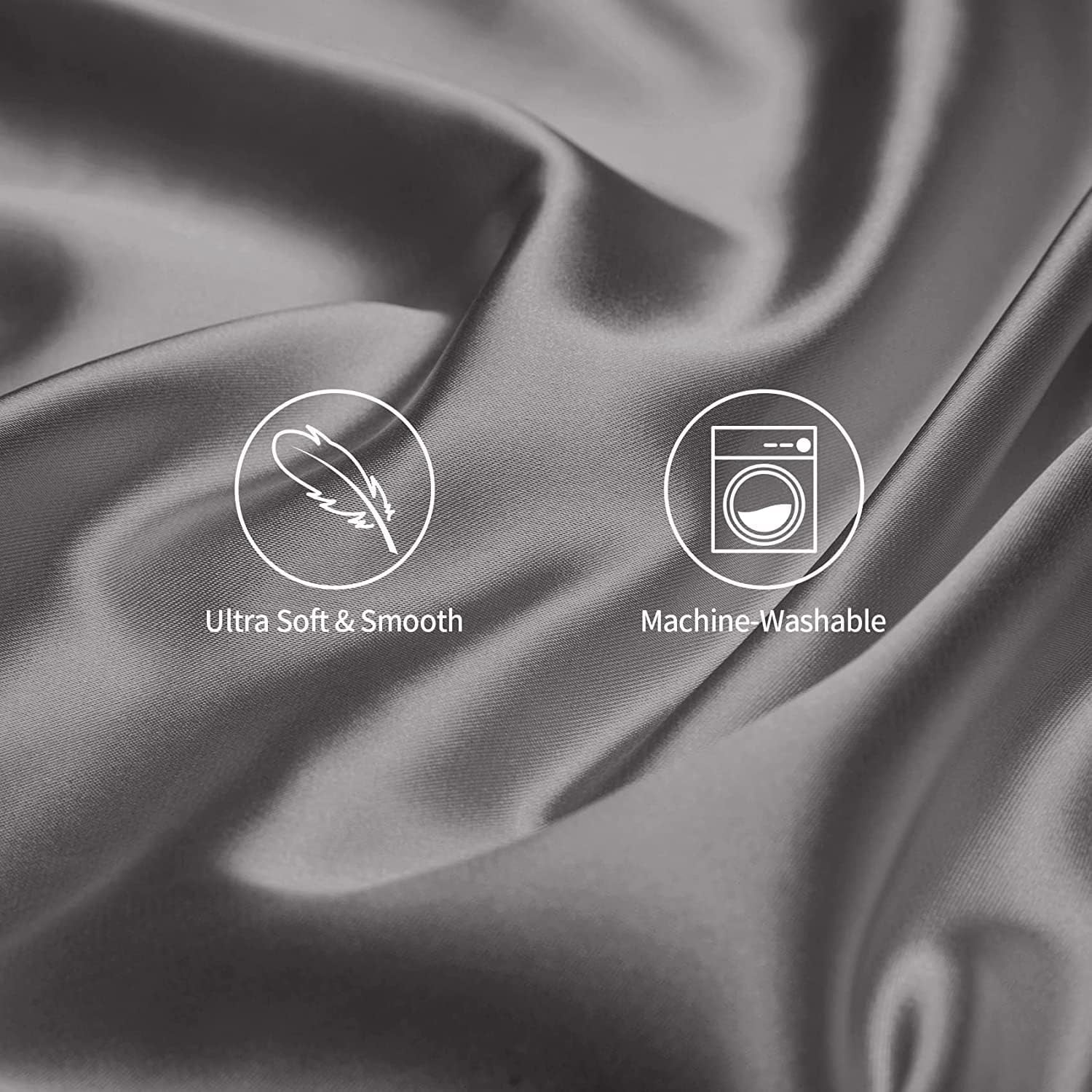 Mulberry Satin Silk Pillowcase for Hair and Skin - Soft Breathable Smooth Both Sided Silk Pillow Cover Pair - Standard Size 50X75Cm, Gray