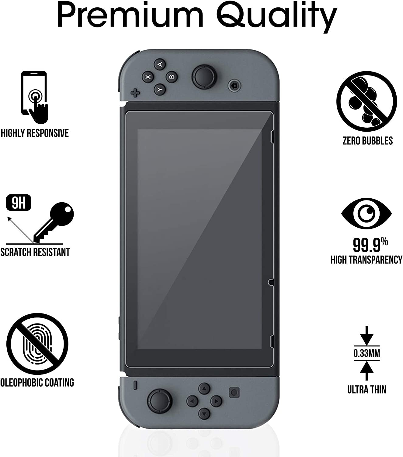 Nintendo Switch Screen Protector (2 Pack), Premium Tempered Glass Screen Protector for Nintendo Switch