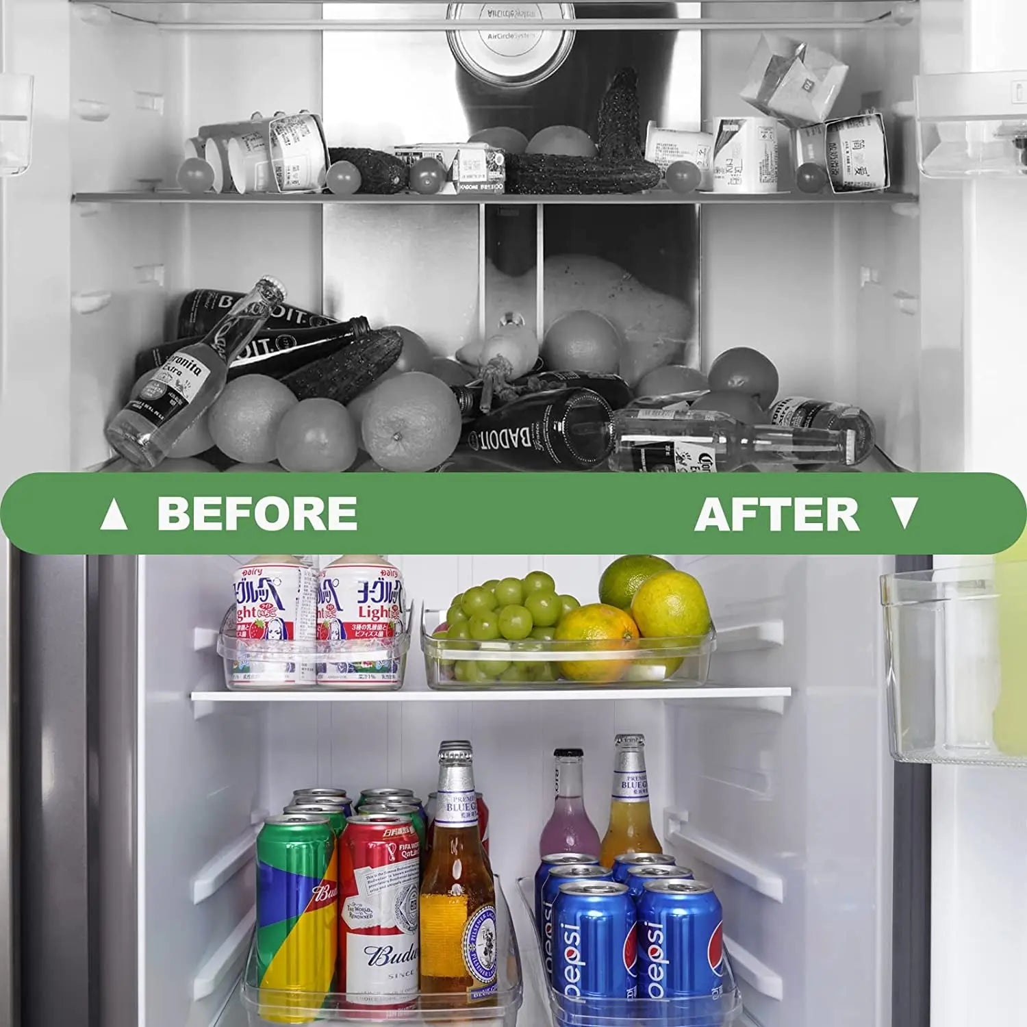 Refrigerator Organizer Bins, 12 Clear Plastic Fridge Storage Containers for Freezer Kitchen Countertops Pantry Organization, BPA Free